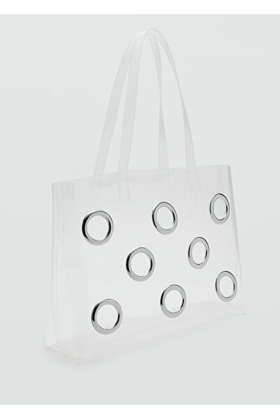 MANGO Woman Şeffaf tote çanta
