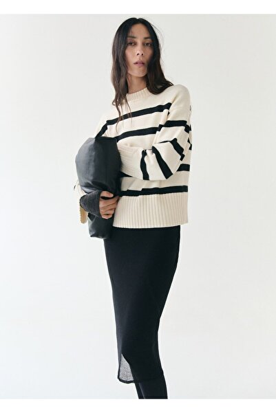 MANGO Woman Çizgili triko kazak
