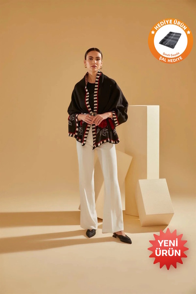 larocci Women's Rose Patterned Shoulder Shawl