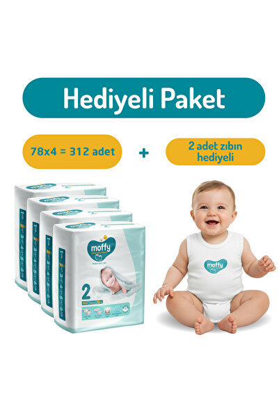 Moffy Jumbo Mini No 2 Bebek Bezi (78 x 4) 312 Adet + 2 Adet Zıbın Hediyeli