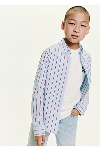 MANGO Kids Pamuklu çizgili gömlek