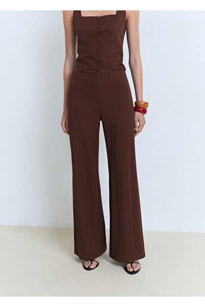 MANGO Woman Düz kesim dökümlü pantolon