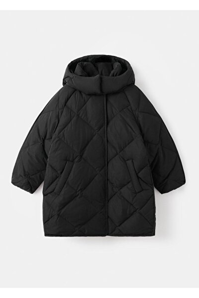 MANGO Kids Kapüşonlu uzun kapitone anorak