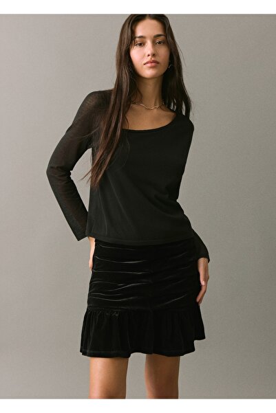 Mango Teen Drapeli kadife etek