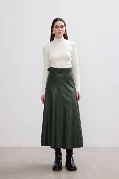 BE BLUE GREN LEATHER SKIRT