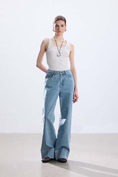 BE BLUE Blue Wide Leg Denim Pants