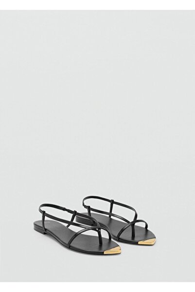 MANGO Woman Kontrast uçlu bantlı deri sandalet