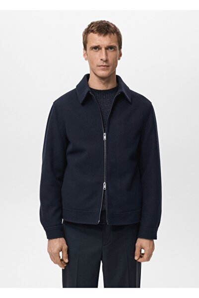 MANGO Man Fermuarlı yün ceket