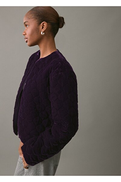 Mango Teen Dikişli kadife mont