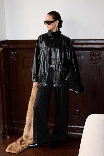 BE BLUE Black Ribbed Wide-Leg Pants