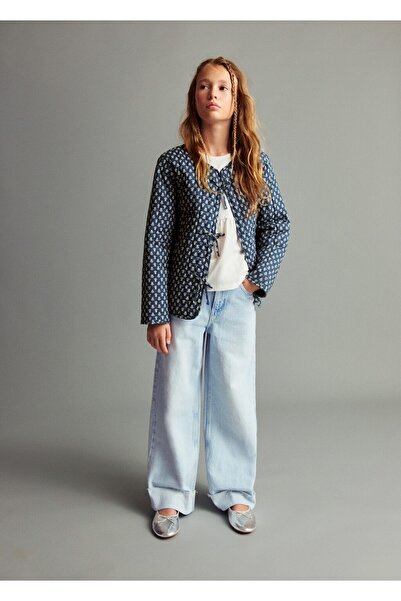 MANGO Kids Τζιν με φαρδιά πόδια με καμπύλες πόδια