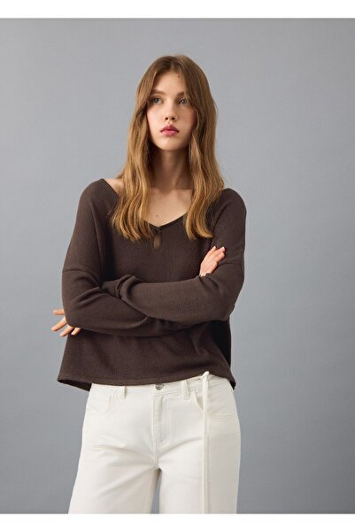 Mango Teen Cut-out detaylı örgü kazak