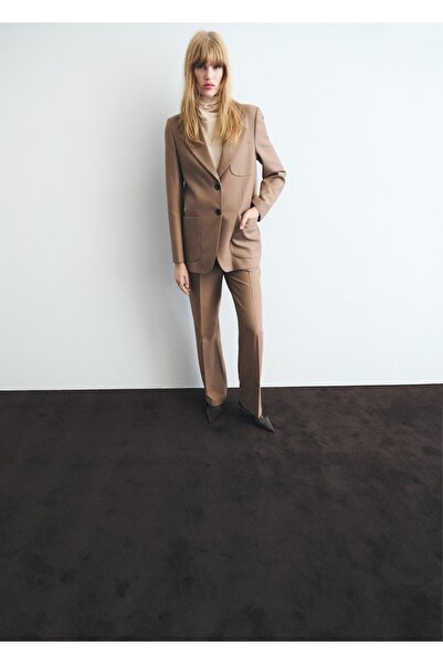 MANGO Woman Yün karışımlı düz kesim kumaş pantolon