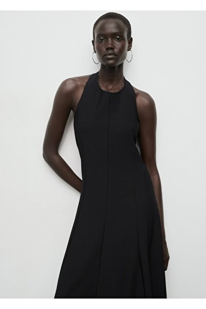 MANGO Woman Halter yaka pileli elbise