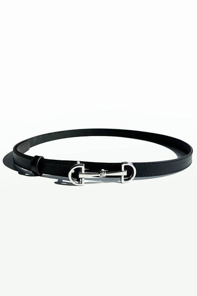 BE BLUE CUREA SUBȚIRE NEGRĂ CU DETALIE DE CATARAMĂ ARGINTIE