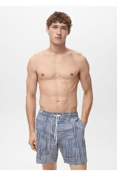 MANGO Man Çizgili mayo