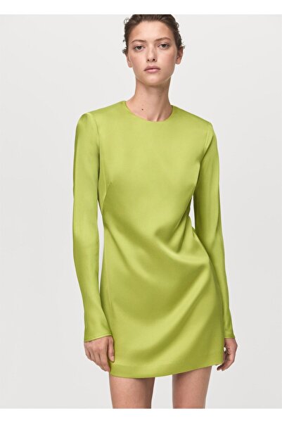 MANGO Woman Sırtı açık saten elbise