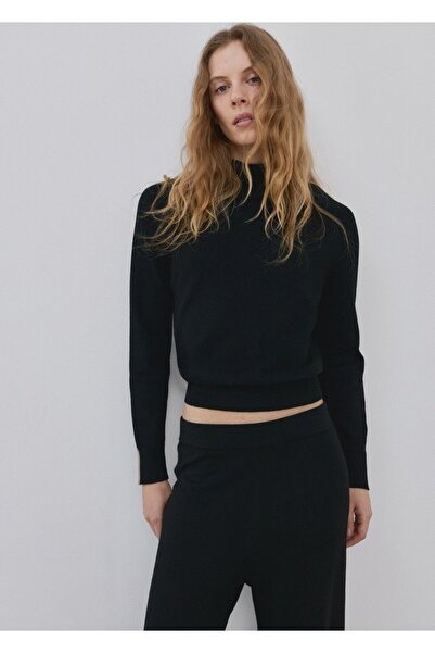 MANGO Woman Kontrast çizgili perkins yaka kazak