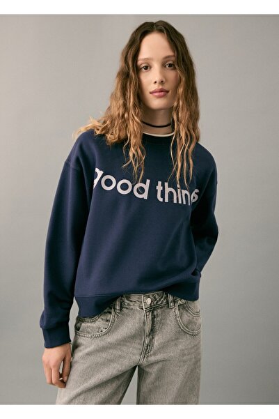 Mango Teen Parlak yazılı sweatshirt
