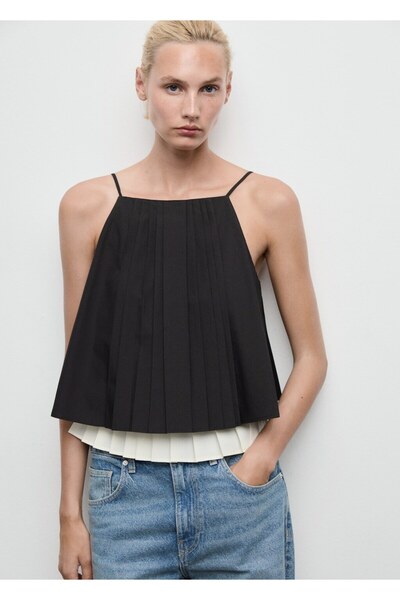 MANGO Woman Pleated Blouse