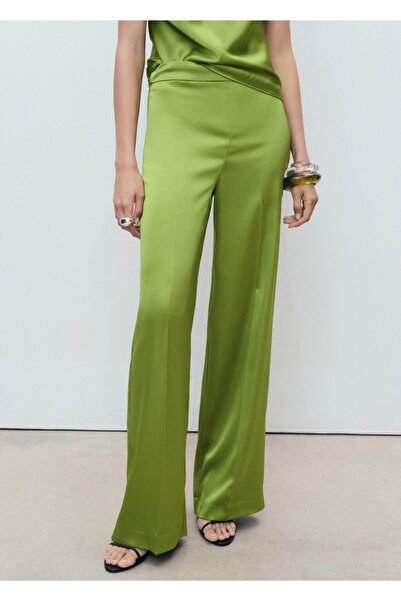 MANGO Woman Saten düz kesim pantolon