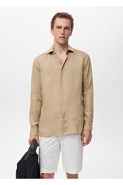 MANGO Man %100 keten slim fit gömlek