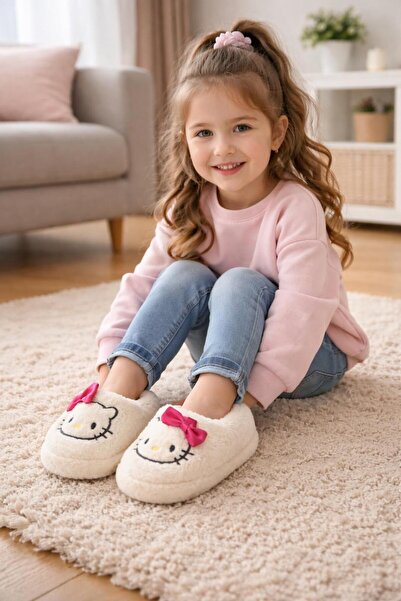 Büşra Sultan Ayakkabı & Çanta Çocuk Sevimli Kedi Panduf Kaydırmaz Taban Anaok...