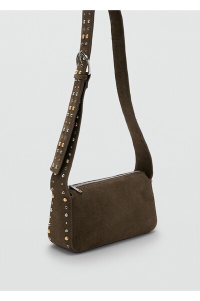 MANGO Woman Zımba detaylı süet çapraz askılı çanta