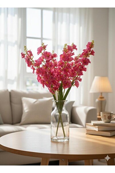 YAPAY ÇİÇEK DERYASI زهور الياسمين الوردية الداكنة ذات 5 فروع لتزيين المنزل وا...