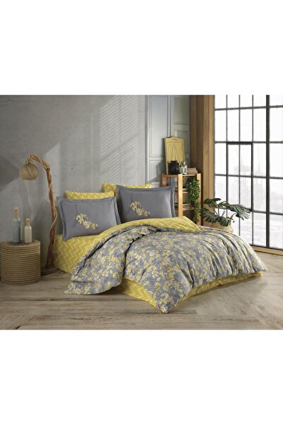Hobby Çift Kişilik Poplin Nevresim Alanza Sarı