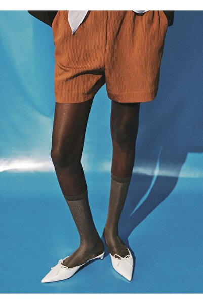 MANGO Woman Kontrast detaylı dokulu şort