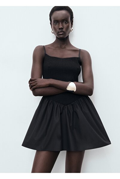 MANGO Woman Kontrast dokuma elbise