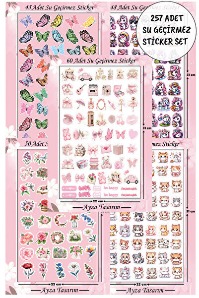 Ayza Tasarım 60 Adet Sticker Set – Ajanda, Bullet Journal, Laptop, Su Geçirme...