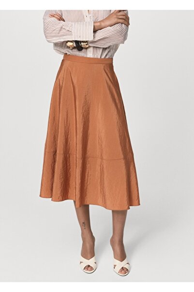 MANGO Woman Saten midi etek