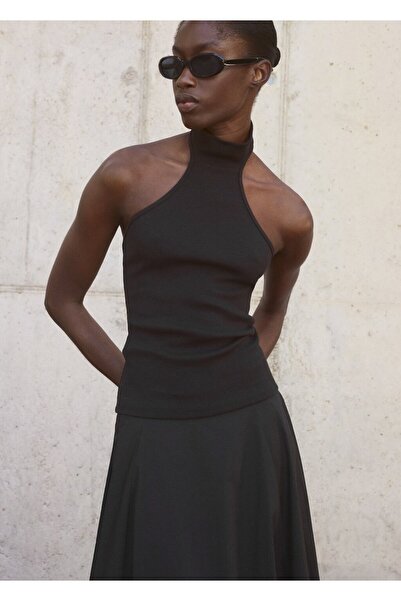 MANGO Woman Halter yakalı örgü bluz