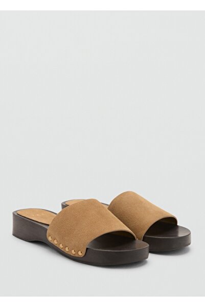 MANGO Woman Ahşap tabanlı süet sandalet