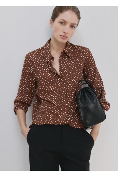 MANGO Woman Desenli düz kesim gömlek