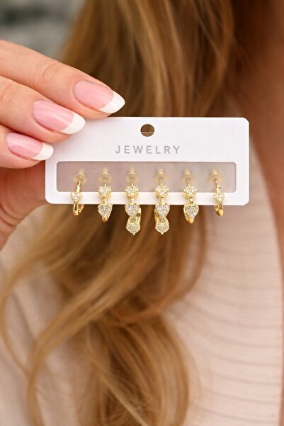 Jack Ferrero Kadın Çelik Renk Atmaz 6 Lı Küpe Modeli ( En Benzer Gönderilecek...