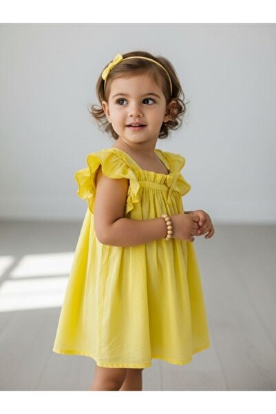 Çikoby Kız Çocuk Fırfırlı Lastikli Elbise