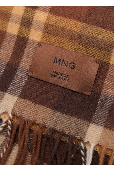 MANGO Woman Yünlü kareli şal