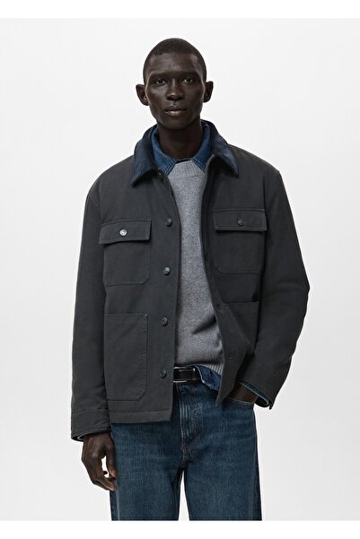 MANGO Man Kadife yaka cepli ceket