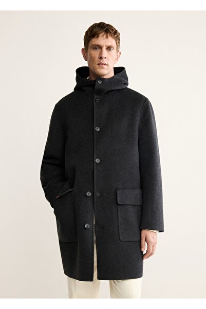 MANGO Man El yapımı yün kaban kapüşon