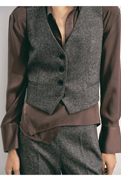 MANGO Woman Kırçıllı yün yelek