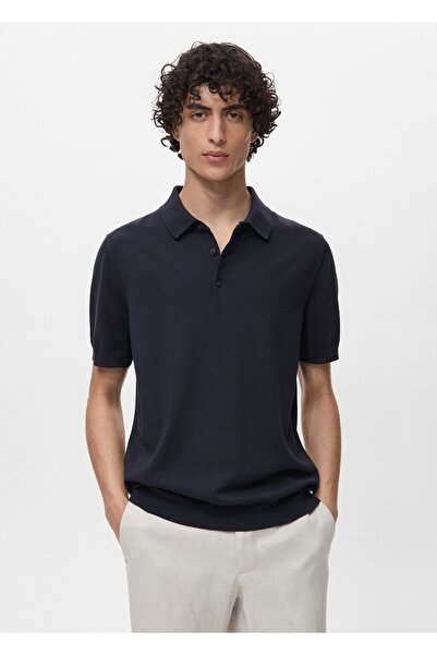 MANGO Man %100 pamuk ince triko polo gömlek