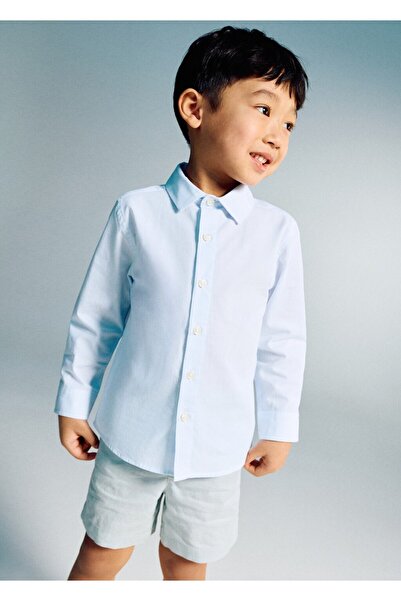 MANGO Baby Pamuklu çizgili gömlek