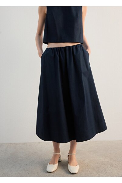 MANGO Woman Pamuklu büzgülü midi etek