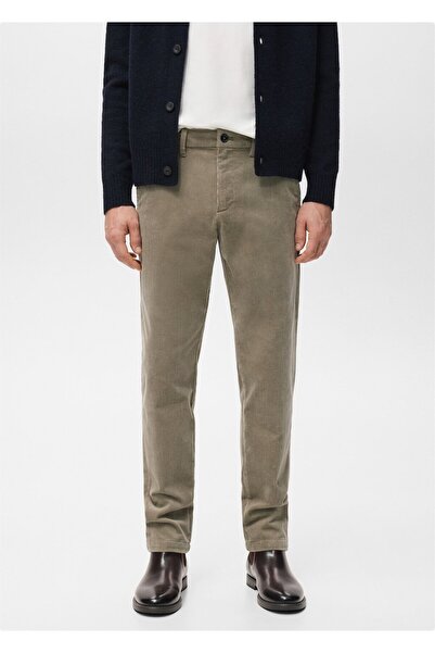 MANGO Man Dar kesim fitilli kadife pantolon