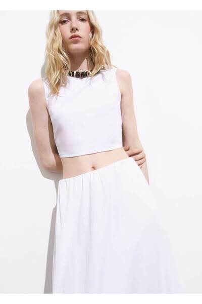 MANGO Woman Sırtı bağ detaylı kısa bluz