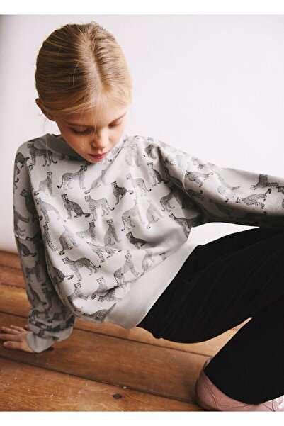MANGO Kids Desenli pamuklu sweatshirt
