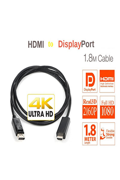 noca HDMI TO DISPLAYPORT ÇEVİRİCİ KABLO 1.8 METRE FERRİTLİ 4K DESTEKLİ 1. SIN...
